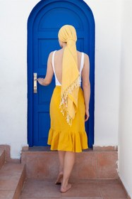 Resim Tan Dokulu Peştemal Sarı - Sarı / 100x175 