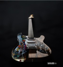 Resim Elektro Gitar Custom Epoksi & Yıllanmış Ağaç Kişiye Özel Nordic Grey 