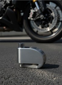 Resim Alarmlı Disk Kilidi 110 Db Sesli Uyarı, Su Geçirmez Motosiklet&bisiklet Disk Fren Kilidi, Krom 
