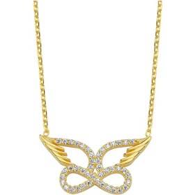 Resim Gold Kaplama Zirkon Taşlı Sonsuzluk Figürlü Kadın Kolye 