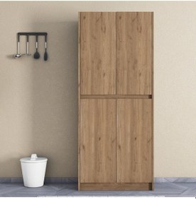 Resim Umg Mobilya Patentli Santra Kulpsuz 4 Kapaklı, Çok Amaçlı Dolap, Mutfak, Elbise, Balkon, Kiler, Dosya Dolabı Meşe 