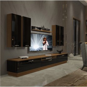 Resim Decoraktiv Trendstyle 8d Slm Tv Ünitesi Tv Sehpası - Ceviz - Siyah Mermer 