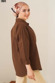 Resim 103901 Oversize Basic Tesettür Gömlek Kahverengi 
