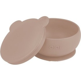 Resim Oioi Silikon Vakum Tabanlı Kapaklı Kase Bej 