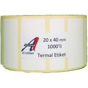 Resim A1 Etiket 20 x 40 mm 10.000 Adet Termal Barkod Etiketi 10 Rulo 