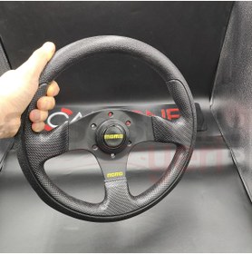 Resim carlone Momo Spor Yarış Direksiyonu-Ofsetsiz-Noktalı ve Kaymaz Desenli Deri 30cm 