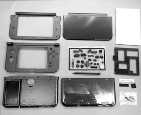 Resim Siyah Gri Yeni 3DSXL 3DSLL Komple Muhafaza Kılıfı Kabukları Değiştirme, New3DS Yeni 3DS XL LL New3DSXL Konsollar, Koyu Gri Dış Muhafaza + Düğmeler, Vidalar, Stylus, Koruyucu, Tapalar Tam Set 