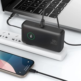 Resim Wiwu Wi-p049 Noble Serisi Type-c Kablolu Dijital Led Göstergeli Powerbank Pd 35w 10000mah Siyah 