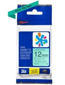 Resim Brother TZe-731 Yeşil Üzerine Siyah Muadil Etiket Şeridi 