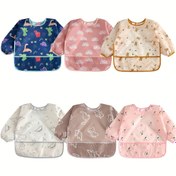 Resim Sevimli Hayvan Baskılı Uzun Kollu Bebek Bebekleri - Yumuşak Polyester, Ayarlanabilir Kapatma, Yemek Zamanı ve Oyun Zamanı için Mükemmel, Çeşitli Renkler (Mavi, Pembe, Bej, Beyaz, Kahverengi, Hafif Pembe), Oyun Zamanı Gereksinimleri, Eğlenceli Tasarım, Kolay Temizlik Malzemesi 