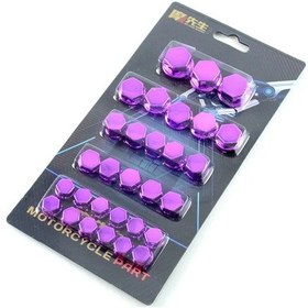 Resim 30 Parça Motosiklet Renkli Somun Kapağı Modifikasyon Vidalı Kapak - Mor 