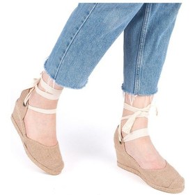 Resim Gerçek Elişi Arkası Açık Geniş Ipli Burnu Hasırlı Dolgu Topuk Keten Kadın Espadril Handmade Hasır 