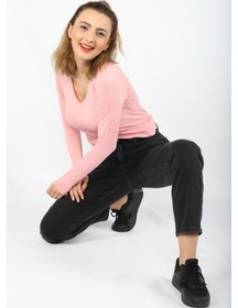 Resim Kadın Şardonlu Kot Pantolon Siyah 