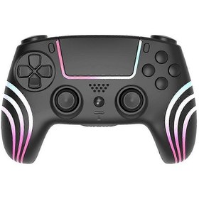 Resim Kablosuz Bluetooth Oyun Konsolu / Pc Çift Titreşimli Turbo Key Hall Joysticks Gamepad Rgb Işıklı Siyah Newway 