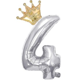 Resim 4 Gümüş Rakam ve Gold Kral Tacı Folyo Balon Doğum Günü Parti Kutlama Seti 