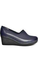 Resim Fox Shoes R908059003 Lacivert Hakiki Deri Dolgu Topuklu Kadın Ayakkabı 