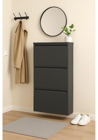 Resim Metal Ayakkabılık 3 Kapaklı Antrasit Antrasit 