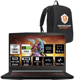 Resim MSI Thin GF63 i5 12450H 40GB 4TB SSD RTX2050\u002F4GB 15.6\ FHD 144HZ W11H 12UCX-427XTR & PER4 ÇANTA 