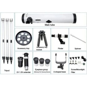 Resim 76 X 700 Profesyonel Aynalı Uzay Teleskopu Beyaz Çok Renkli 