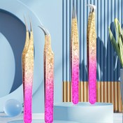 Resim 1 adet Profesyonel Kirpik Uzatma Cımbızı, Paslanmaz Çelik Hassas Güzellik Aracı, Kauçuk Uçlu, Makyaj Sanatçıları için, Kokusuz Ombre Renkli Kirpik Uygulaması 