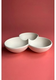 Resim 3'lü Yuvarlak Çerezlik - Küçük - Seramik Bisküvi Ham Ürün 