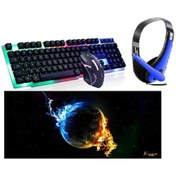 Resim JUNGLEE Led Işıklı Oyuncu Klavye Mouse Seti Ve Kulaklık Full Gamer Set 