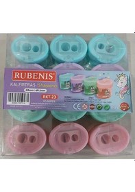 Resim Rubenis Kalemtıraş Pastel 4 Renkli Oval Çift Açacaklı Kalemtıraş 12 Li Paket 