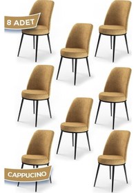 Resim Canisa Dexa Serisi, Üst Kalite Mutfak Sandalyesi, Metal Siyah Iskeletli, 8 Adet Cappucino Sandalye Cappucino Sandalye 