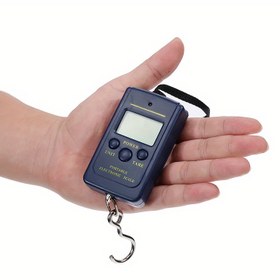 Resim 1pc Yüksek Hassasiyetli Taşınabilir Dijital Terazi ile Çengel, Klasik Temel Tatil Stili, Plastik, Hafif, Pille Çalışır, Yıkanabilir Değil, Islak/Sil/Gürültüsüz Temizlik, Mavi - Market Alışverişi, Bagaj ve Olta için Uygundur 