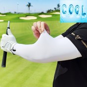Resim 1 Çift Erkekler için Serinletici Golf Kol Kollukları - Buz Lifli Kumaş, Yaz Sporları ve Dış Aktiviteler İçin Nefes Alabilir, Gri/Beyaz 