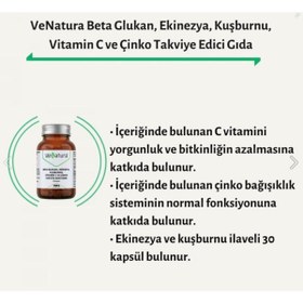 Resim VeNatura Beta Glukan, Ekinezya, Kuşburnu, Vitamin C, Çinko 30 Kapsül 2 Adet 