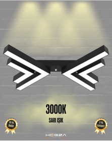 Resim Osso Siyah Kasa, Sarı Işık Modern Plafonyer Led Avize Siyah 