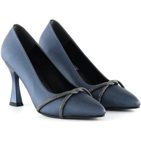 Resim Erkan Saçmacı Abby Lacivert Saten Burma Taşlı Abiye Ayakkabı 