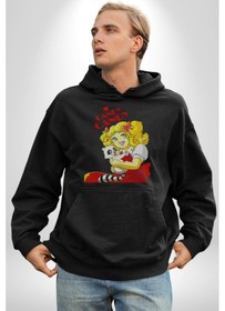 Resim Şeker Kız Candy Çizgi Film Kadın Erkek Siyah Kapüşonlu Sweatshirt Hoodie Siyah 