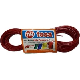 Resim Beyaz Pvc Kaplı Çelik Çamaşır Ipi 20M, Dayanıklı ve Uzun Süreli Kullanım 