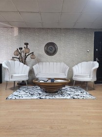 Resim Zafir İstiridye Takım Krom Kaplama Sivriltme Ayak Çay Seti Koltuk Takımı Krem 