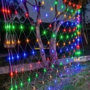 Resim ® 1x2 Metre Dekoratif File Ağ Perde 192 LED 8 Animasyonlu Farklı Işık Modu RGB Fişli 