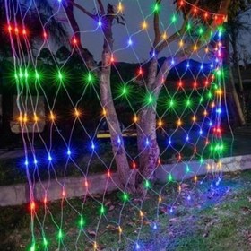 Resim ® 1x2 Metre Dekoratif File Ağ Perde 192 LED 8 Animasyonlu Farklı Işık Modu RGB Fişli 