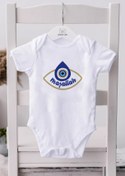 Resim Minik Ayı Bebeğinize Maşallah Göz Baskılı Bebek Badi Alttan Çıtçıtlı Body Zıbın -beyaz 