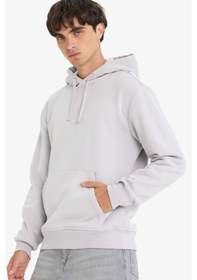 Resim Defacto Regular Fit Kapüşonlu İçi Yumuşak Tüylü Kanguru Cepli Basic Düz Sweatshirt X8283az25augr184 Gri 