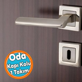 Resim Nzb 1 Takım Oda Kapı Kolu Inox Kare Rozetli Sağa Sola Uygun Iç Ev Kapısı Kolları Kilitlenebilir 