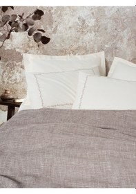 Resim Cotton Box Embrova Şönil Çift Kişilik Yatak Örtüsü/pike Takımı Loom Bej Bej 