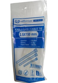 Resim Medalyan Şeffaf Kablo Bağı Kelepçesi Klipsi - 2.5 X 150 Mm - 100 Adetlik Paket 