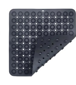 Resim Kare Vantuzlu Banyo Kaydırmaz Paspas- Tırtıklı Ayak Duş Matı Silikon Masaj Pedi 