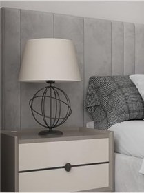 Resim ASTRA Siyah Modern Abajur Masa Lambası | Gezegen Formlu Dekoratif Aydınlatma Tasarımı Siyah KASA KREM ŞAPKA Tek Ebat 