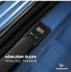 Resim Vegmann Tartılı Scadel Mavi 3 Lü Valiz Seti Mavi 