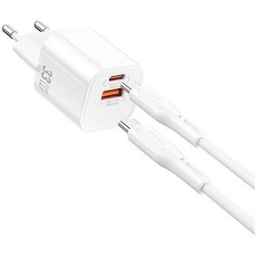 Resim Wiwu Wi-g018 Cube Serisi Type-c To Type-c Gan Tech Pd Hızlı Şarj Kablolu Şarj Seti 33w Beyaz 
