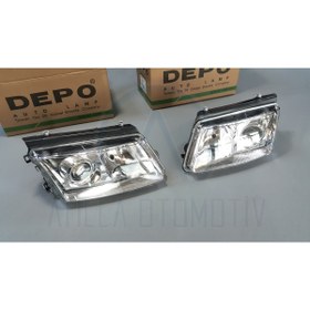 Resim DEPO AUTO LAMPS 2 X Vw Passat B5 97-00 Ön Far Mercekli Sol-sağ Takım Depo Uyumlu 