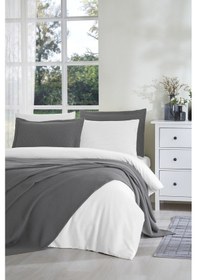 Resim Özdilek Stripe Çift Kişilik Yatak Örtülü Nevresim Takımı Antrasit 