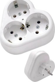 Resim SPRENDA 3lü Yonca Golyat Topraklı Priz Çoğaltıcı Beyaz Renk 